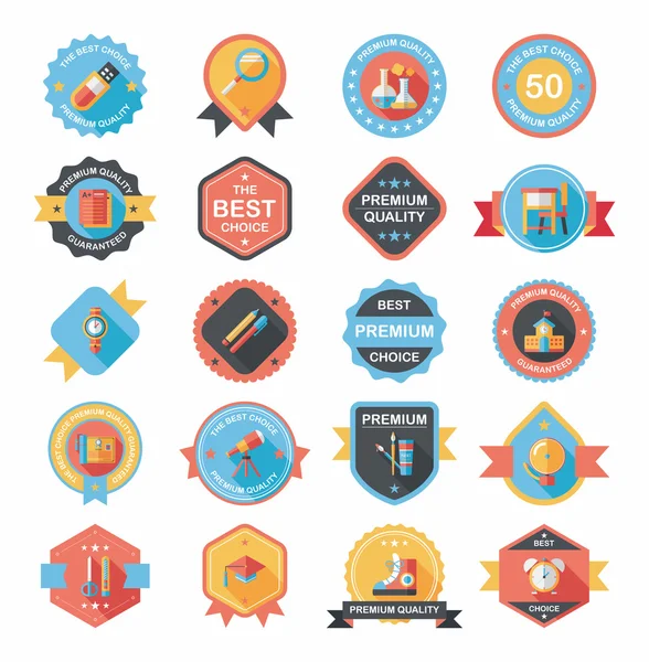 School badge banner ontwerp platte achtergrond instellen, eps10 — Stockvector