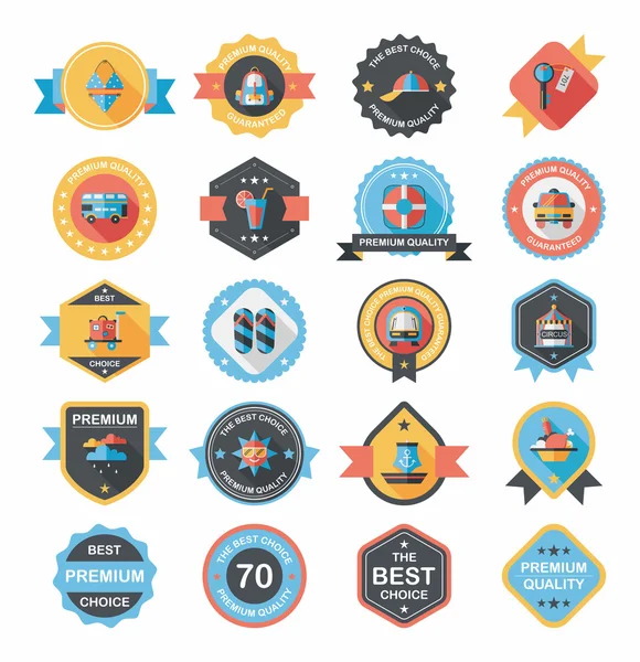 Set di sfondo piatto per banner per badge da viaggio, eps10 — Vettoriale Stock