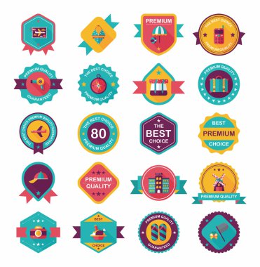 Rozet afiş tasarım düz arka plan ayarlamak, eps10 seyahat