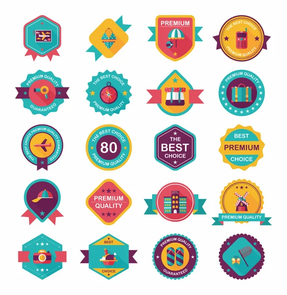 Rozet afiş tasarım düz arka plan ayarlamak, eps10 seyahat