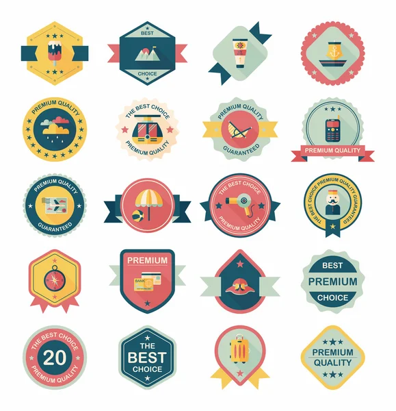 Rozet afiş tasarım düz arka plan ayarlamak, eps10 seyahat