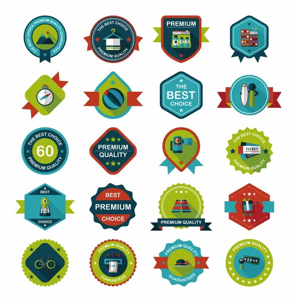 Rozet afiş tasarım düz arka plan ayarlamak, eps10 seyahat