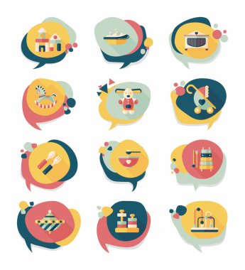 Bebek kabarcık konuşma afiş tasarım düz arka plan ayarlamak, eps10