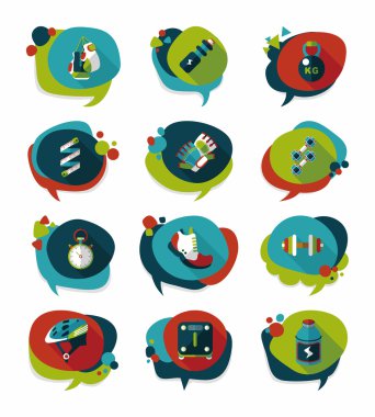 Spor konuşma balonu düz afiş tasarım arka plan ayarlamak, eps10