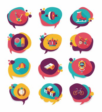 Spor konuşma balonu düz afiş tasarım arka plan ayarlamak, eps10