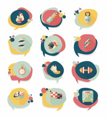 Spor konuşma balonu düz afiş tasarım arka plan ayarlamak, eps10