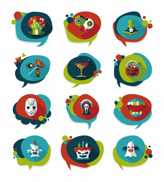 Halloween bubble speech banner design flat background set, eps10 — Stock Vector