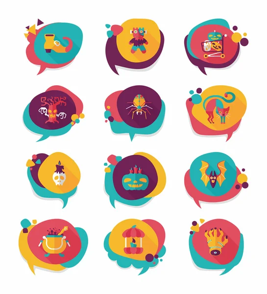 Halloween bubble speech banner design flat background set, eps10 — Stock Vector