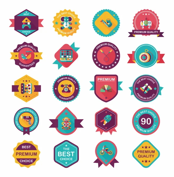 Set di sfondo piatto per banner per badge giocattolo, eps10 — Vettoriale Stock