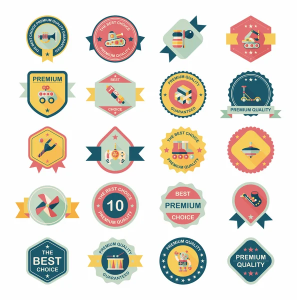 Speelgoed badge banner ontwerp platte achtergrond instellen, eps10 — Stockvector