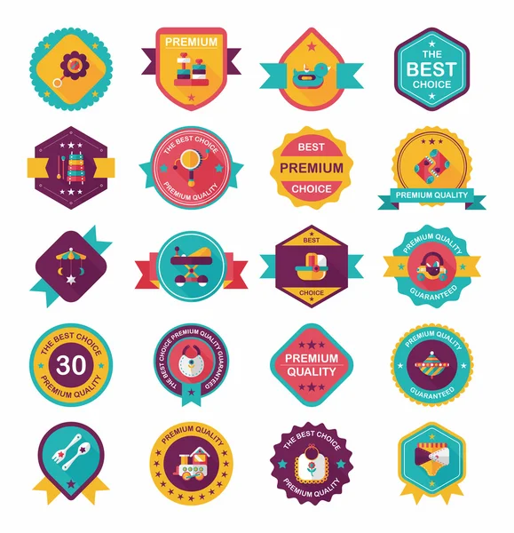 Baby badge banner ontwerp platte achtergrond instellen, eps10 — Stockvector