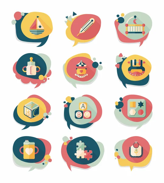 Bebek kabarcık konuşma afiş tasarım düz arka plan ayarlamak, eps10