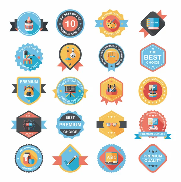 School badge banner ontwerp platte achtergrond instellen, eps10 — Stockvector