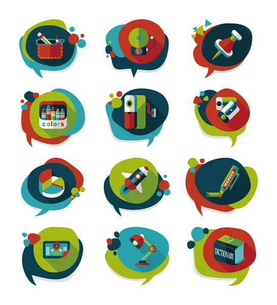 Okul kabarcık konuşma afiş tasarım düz arka plan ayarlamak, eps10