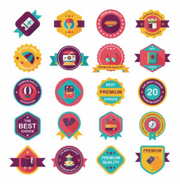 Rozet afiş tasarım düz arka plan ayarlamak, eps10 seyahat