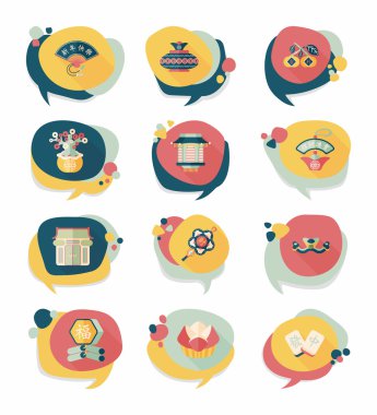 Çin yeni yılı kabarcık konuşma düz afiş tasarım düz adam