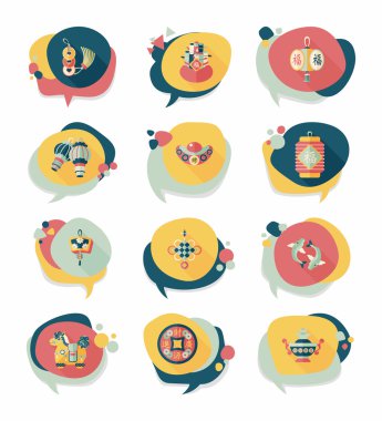 Çin yeni yılı kabarcık konuşma düz afiş tasarım düz adam