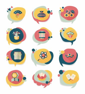 Çin yeni yılı kabarcık konuşma düz afiş tasarım düz adam