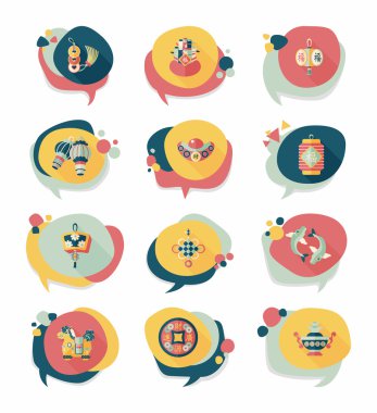 Çin yeni yılı kabarcık konuşma düz afiş tasarım düz adam