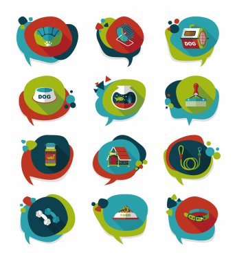 Evde beslenen hayvan kabarcık konuşma düz afiş tasarım arka plan ayarlamak, eps10