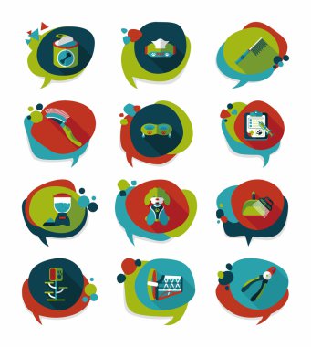 Evde beslenen hayvan kabarcık konuşma düz afiş tasarım arka plan ayarlamak, eps10