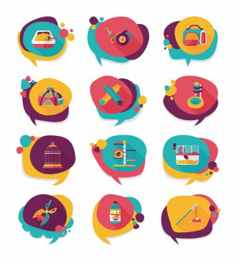 Evde beslenen hayvan kabarcık konuşma düz afiş tasarım arka plan ayarlamak, eps10