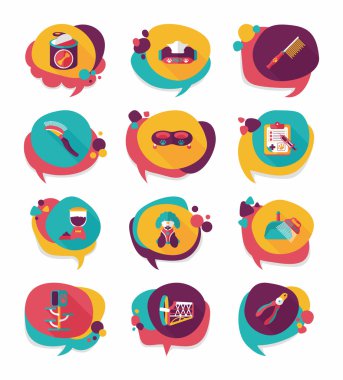 Evde beslenen hayvan kabarcık konuşma düz afiş tasarım arka plan ayarlamak, eps10