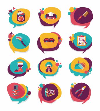 Evde beslenen hayvan kabarcık konuşma düz afiş tasarım arka plan ayarlamak, eps10