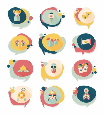 Çin yeni yılı kabarcık konuşma düz afiş tasarım düz adam