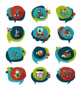 Noel kabarcık konuşma afiş tasarım düz arka plan ayarlamak, eps10