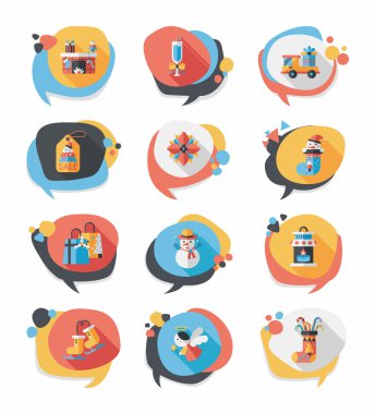 Noel kabarcık konuşma afiş tasarım düz arka plan ayarlamak, eps10