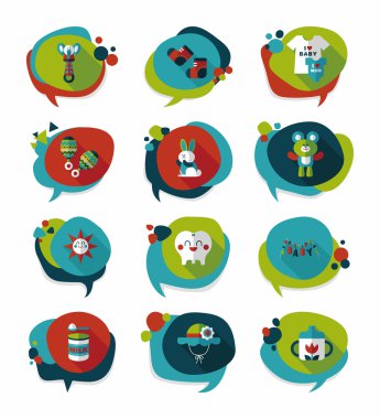 Bebek kabarcık konuşma afiş tasarım düz arka plan ayarlamak, eps10