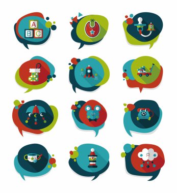 Bebek kabarcık konuşma afiş tasarım düz arka plan ayarlamak, eps10