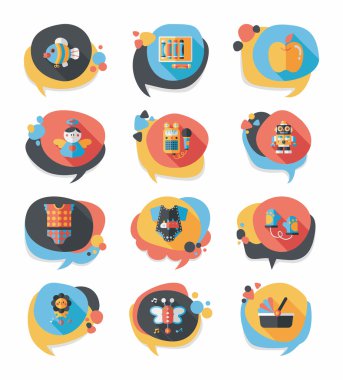 Bebek kabarcık konuşma afiş tasarım düz arka plan ayarlamak, eps10