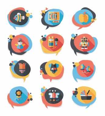 Bebek kabarcık konuşma afiş tasarım düz arka plan ayarlamak, eps10