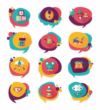 Bebek kabarcık konuşma afiş tasarım düz arka plan ayarlamak, eps10