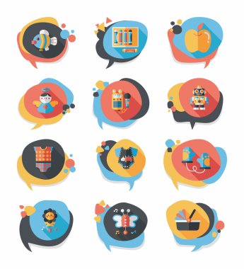 Bebek kabarcık konuşma afiş tasarım düz arka plan ayarlamak, eps10