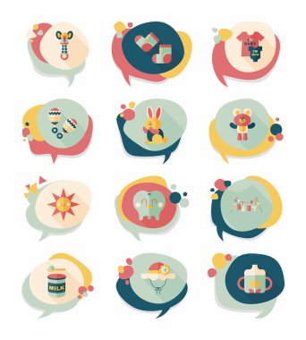 Bebek kabarcık konuşma afiş tasarım düz arka plan ayarlamak, eps10