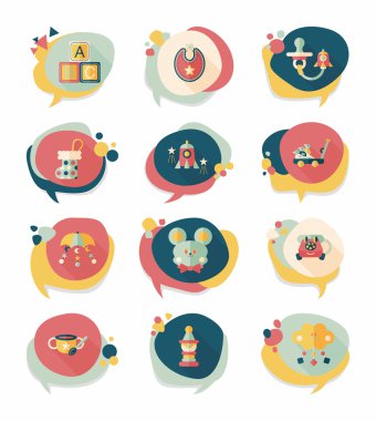 Bebek kabarcık konuşma afiş tasarım düz arka plan ayarlamak, eps10