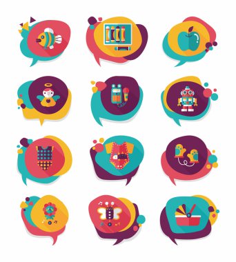 Bebek kabarcık konuşma afiş tasarım düz arka plan ayarlamak, eps10