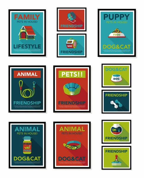 宠物海报平横幅设计背景设置，eps10 — 图库矢量图片