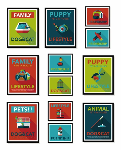 宠物海报平横幅设计背景设置，eps10 — 图库矢量图片