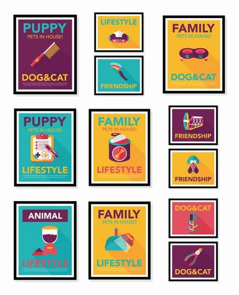Набор декоративных плакатов для домашних животных, eps10 — стоковый вектор