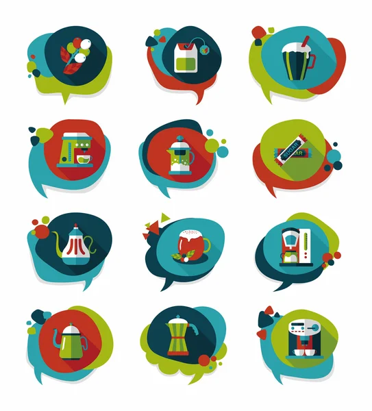 Kahve kabarcık konuşma düz afiş tasarım düz arka plan ayarlamak, eps