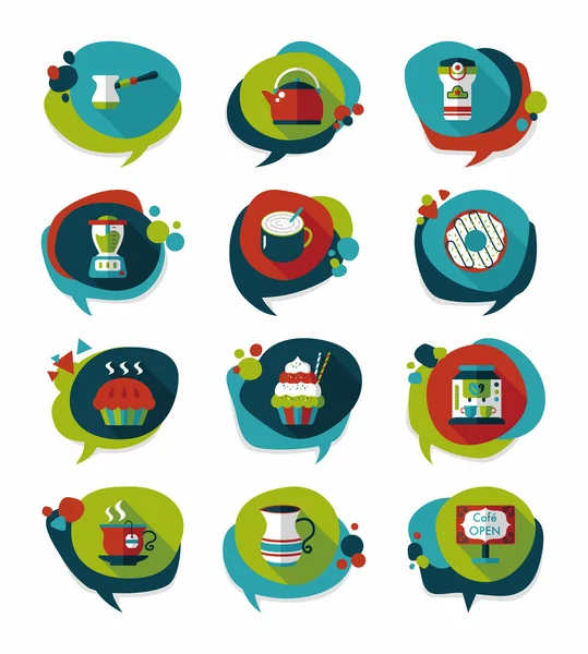 Kahve kabarcık konuşma düz afiş tasarım düz arka plan ayarlamak, eps