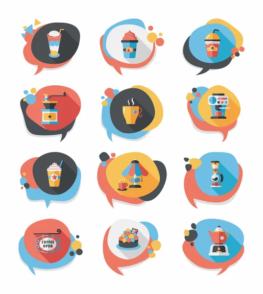 Kahve kabarcık konuşma düz afiş tasarım düz arka plan ayarlamak, eps