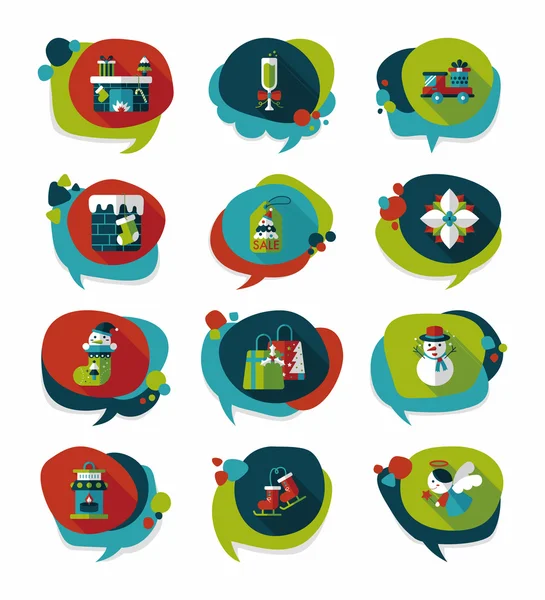 Christmas bubble speech banner design flach hintergrund set, eps10 — Stockvektor