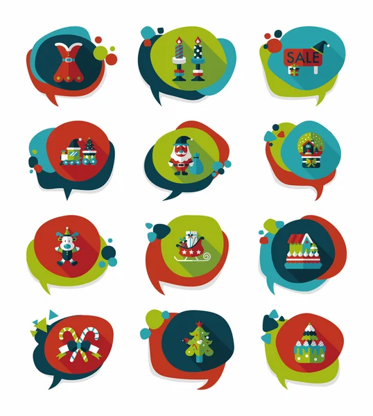 Christmas bubble speech banner design flat background set, eps10 — Stock Vector