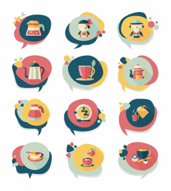 Kahve kabarcık konuşma düz afiş tasarım düz arka plan ayarlamak, eps