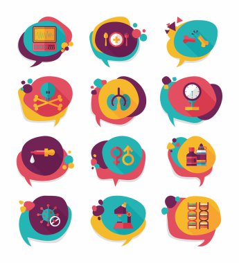 Hastane kabarcık konuşma afiş tasarım düz arka plan ayarlamak, eps10